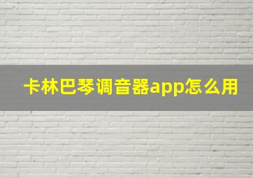 卡林巴琴调音器app怎么用