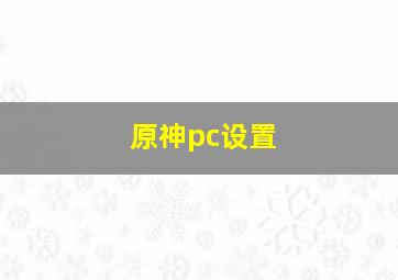 原神pc设置