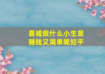 县城做什么小生意赚钱又简单呢知乎