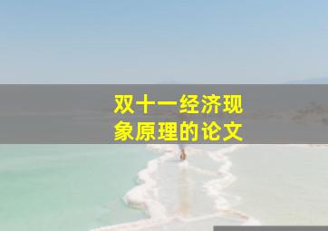 双十一经济现象原理的论文