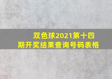 双色球2021第十四期开奖结果查询号码表格