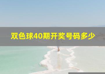 双色球40期开奖号码多少