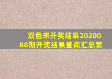 双色球开奖结果2020088期开奖结果查询汇总表