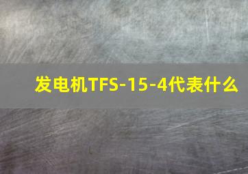 发电机TFS-15-4代表什么