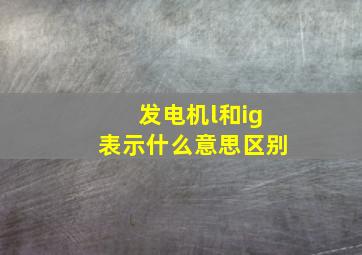 发电机l和ig表示什么意思区别