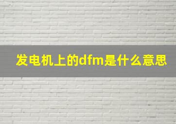 发电机上的dfm是什么意思