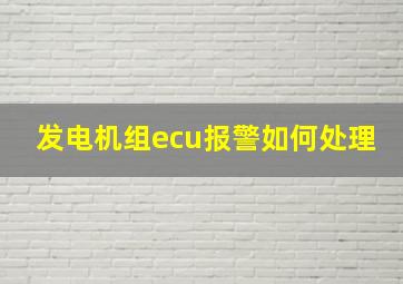 发电机组ecu报警如何处理