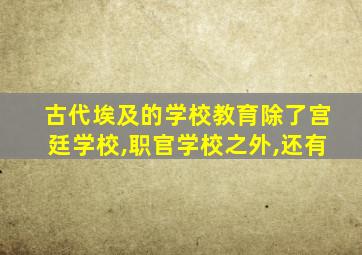 古代埃及的学校教育除了宫廷学校,职官学校之外,还有