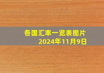 各国汇率一览表图片2024年11月9日