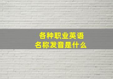 各种职业英语名称发音是什么