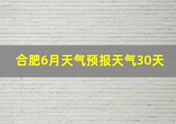 合肥6月天气预报天气30天