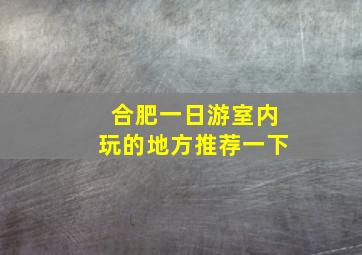 合肥一日游室内玩的地方推荐一下