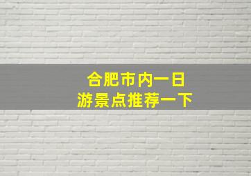 合肥市内一日游景点推荐一下