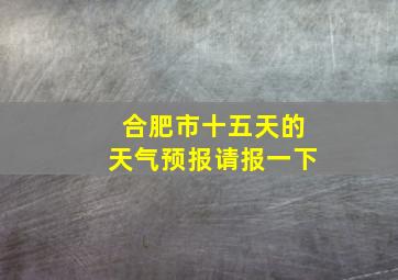 合肥市十五天的天气预报请报一下