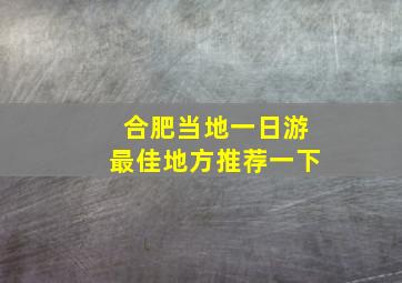 合肥当地一日游最佳地方推荐一下