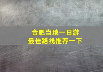 合肥当地一日游最佳路线推荐一下