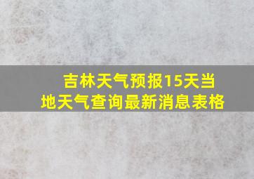 吉林天气预报15天当地天气查询最新消息表格