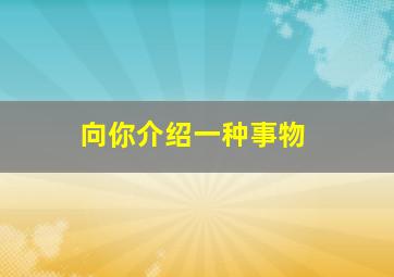 向你介绍一种事物