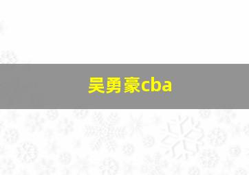 吴勇豪cba