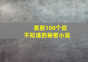 吴邪100个你不知道的秘密小说