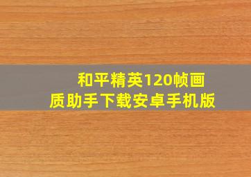 和平精英120帧画质助手下载安卓手机版