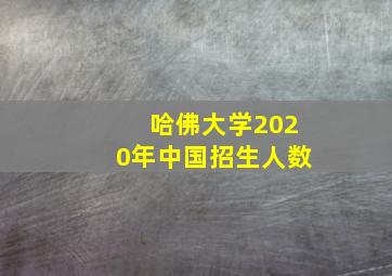 哈佛大学2020年中国招生人数