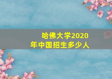 哈佛大学2020年中国招生多少人