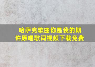 哈萨克歌曲你是我的期许原唱歌词视频下载免费