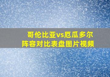 哥伦比亚vs厄瓜多尔阵容对比表盘图片视频