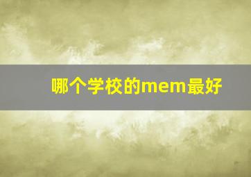 哪个学校的mem最好