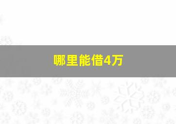 哪里能借4万