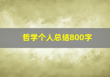 哲学个人总结800字