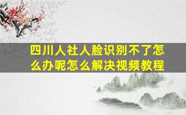 四川人社人脸识别不了怎么办呢怎么解决视频教程