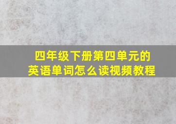 四年级下册第四单元的英语单词怎么读视频教程