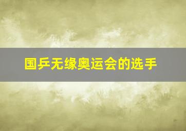 国乒无缘奥运会的选手