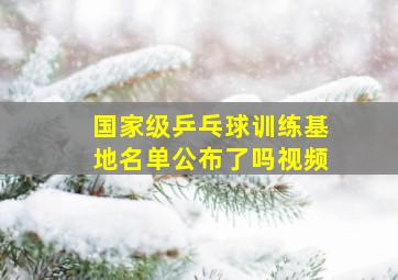 国家级乒乓球训练基地名单公布了吗视频