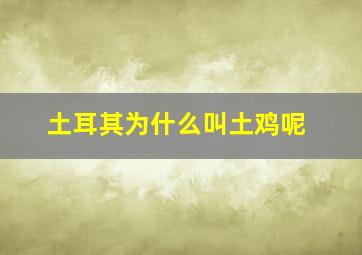 土耳其为什么叫土鸡呢