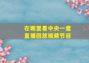 在哪里看中央一套直播回放视频节目