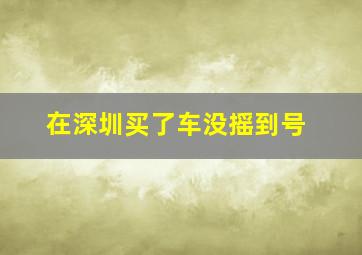 在深圳买了车没摇到号