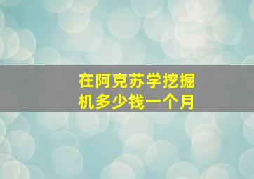 在阿克苏学挖掘机多少钱一个月