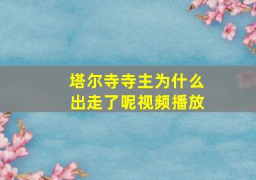 塔尔寺寺主为什么出走了呢视频播放