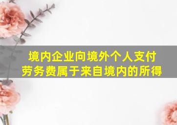 境内企业向境外个人支付劳务费属于来自境内的所得