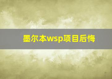 墨尔本wsp项目后悔