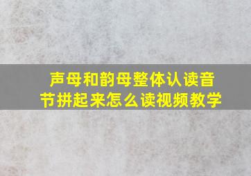 声母和韵母整体认读音节拼起来怎么读视频教学