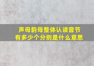 声母韵母整体认读音节有多少个分别是什么意思