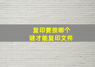 复印要按哪个键才能复印文件