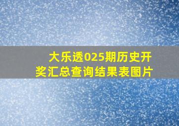 大乐透025期历史开奖汇总查询结果表图片