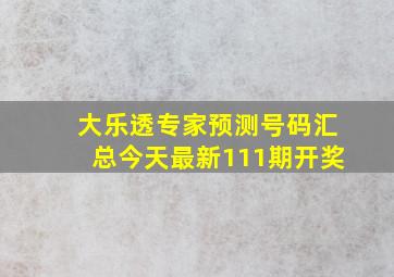 大乐透专家预测号码汇总今天最新111期开奖