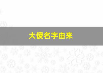 大傻名字由来