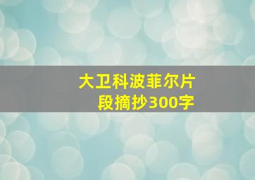 大卫科波菲尔片段摘抄300字